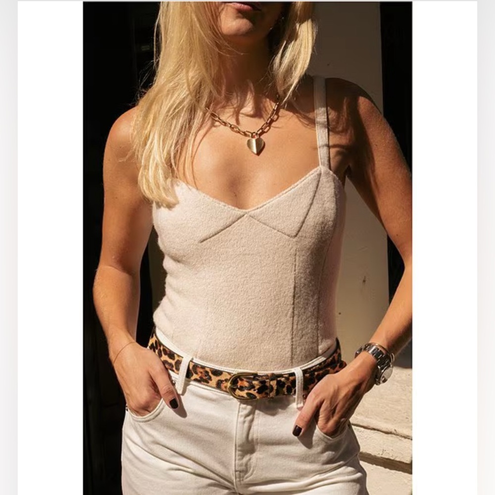 Gianni Bini x Lilly Sisto Boucle Sweetheart Neck‎ Sleeveless Strap Tank Blouse